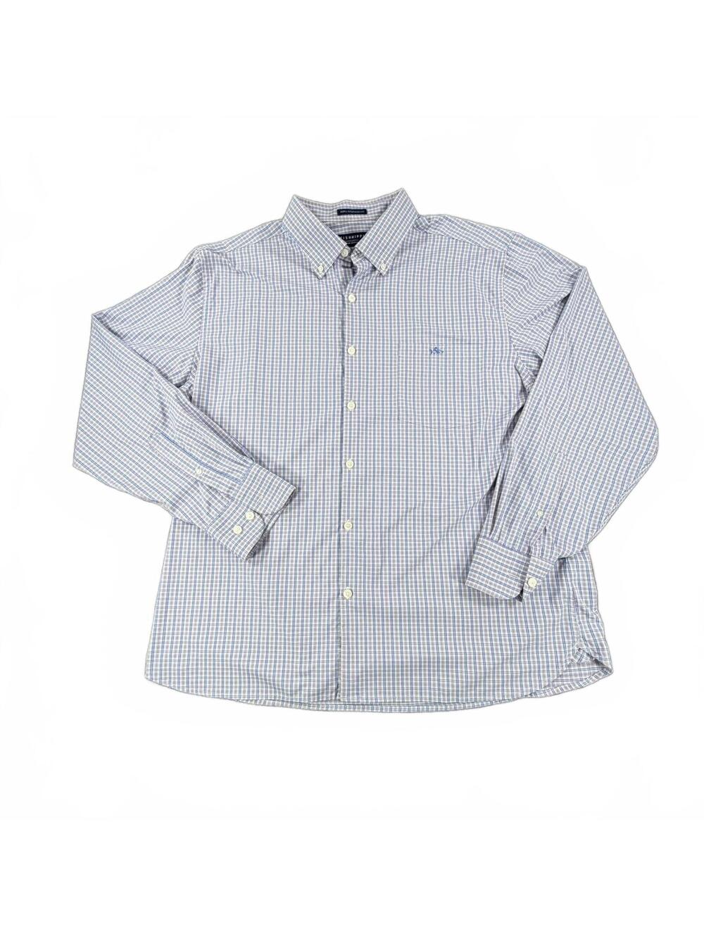 Fish Hippie Rowe Performance Plaid Button-Down Shirt Blue Lavender Check Size XL